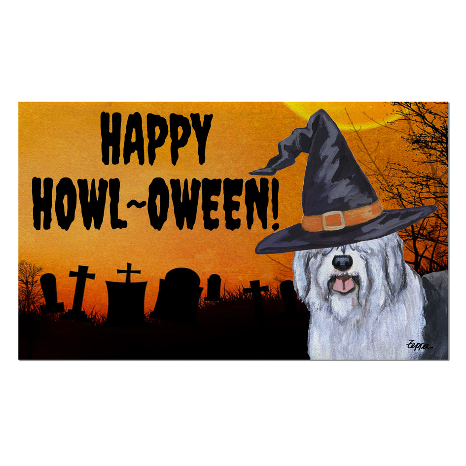 Old English Sheepdog HAPPY HOWL-OWEEN Welcome Mat