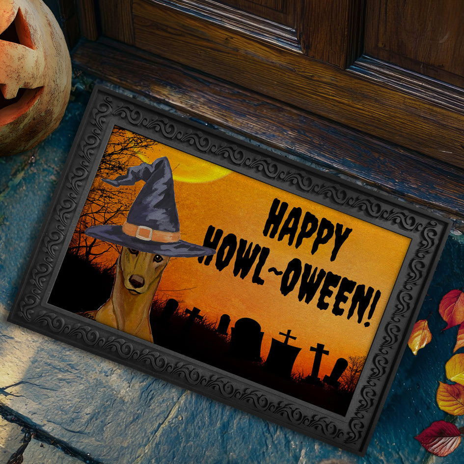 Pharaoh Hound HAPPY HOWL-OWEEN Welcome Mat