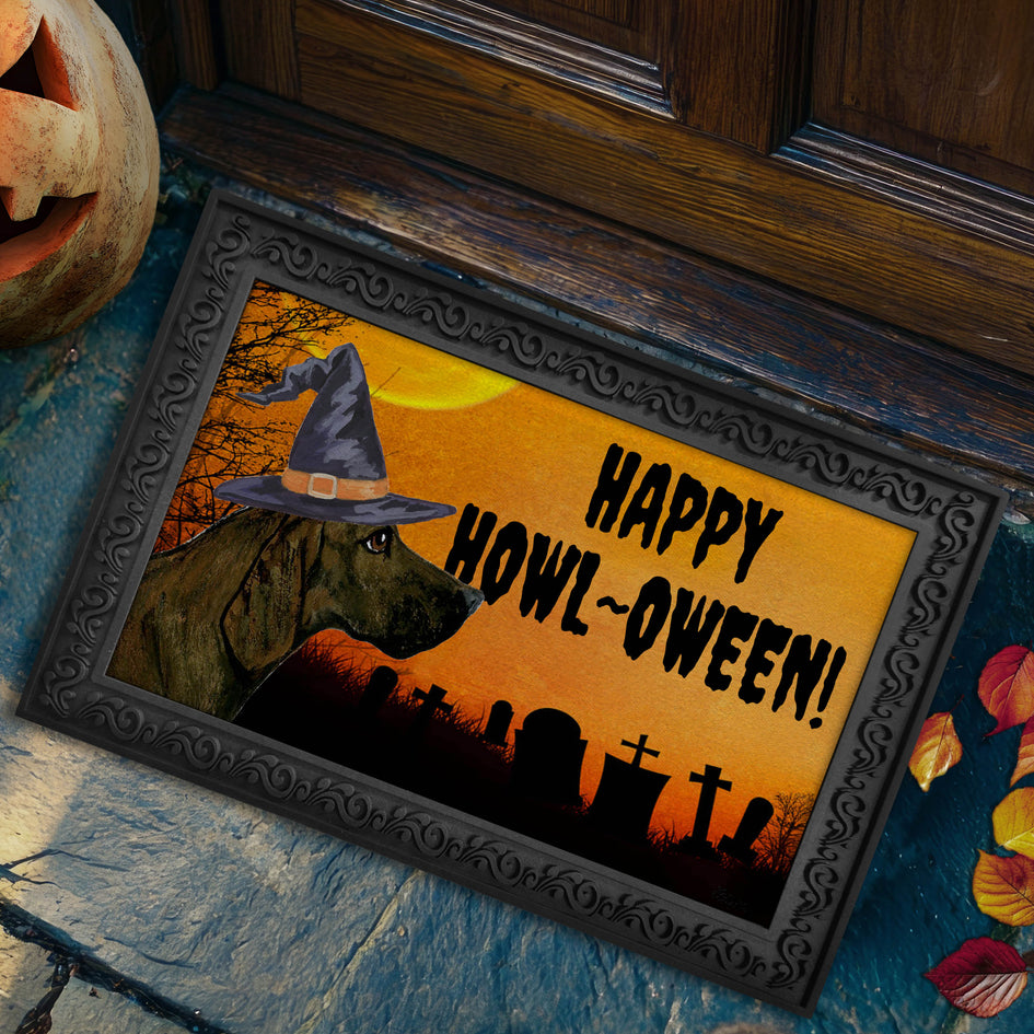 Plott Hound HAPPY HOWL-OWEEN Welcome Mat