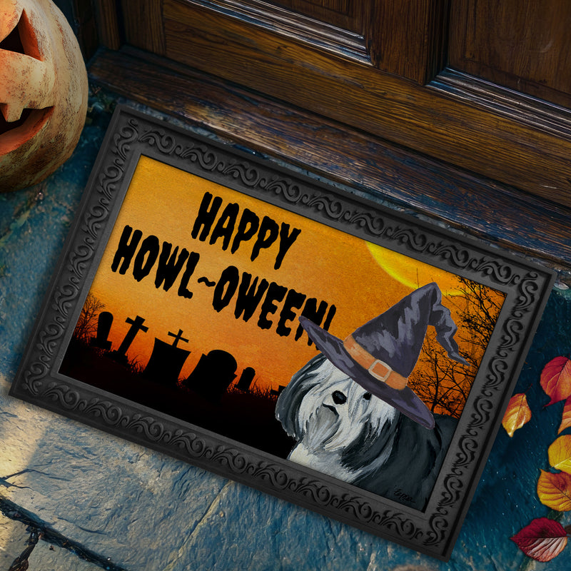 Polish Lowland Sheepdog HAPPY HOWL-OWEEN Welcome Mat