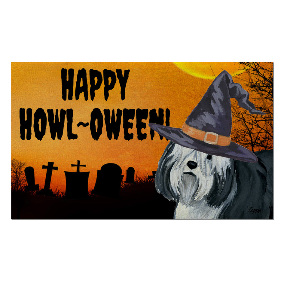 Polish Lowland Sheepdog HAPPY HOWL-OWEEN Welcome Mat