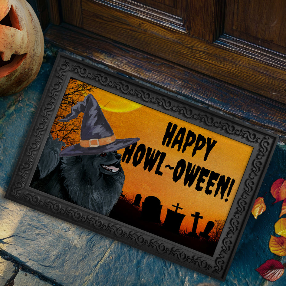 Pomeranian HAPPY HOWL-OWEEN Welcome Mat
