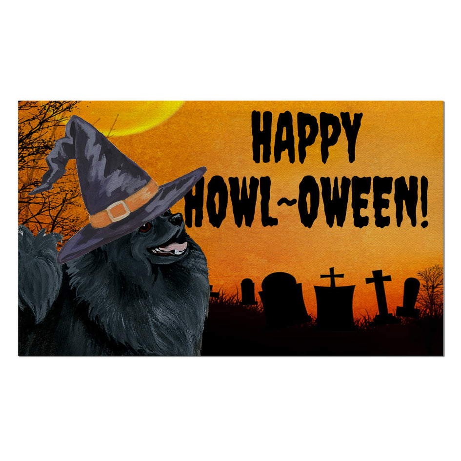 Pomeranian HAPPY HOWL-OWEEN Welcome Mat