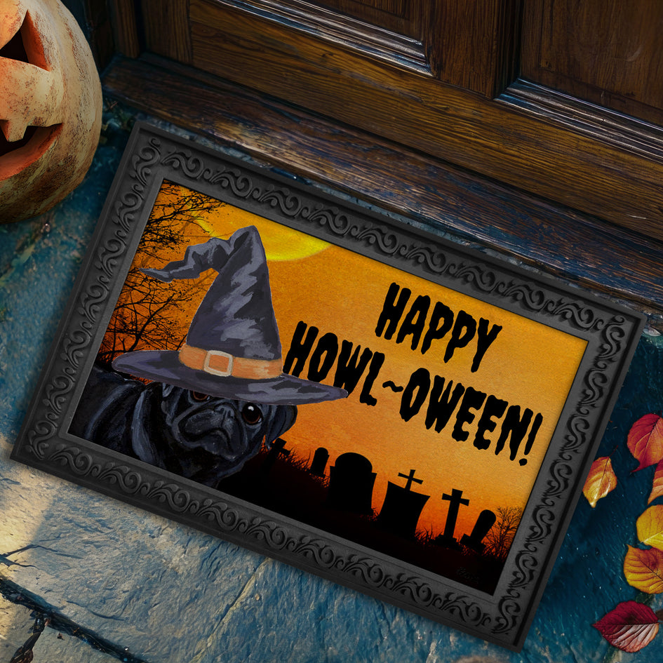 Pug HAPPY HOWL-OWEEN Welcome Mat