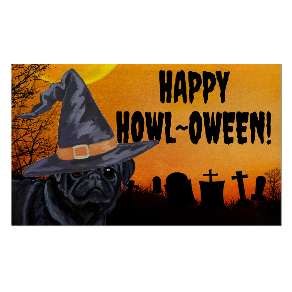 Pug HAPPY HOWL-OWEEN Welcome Mat