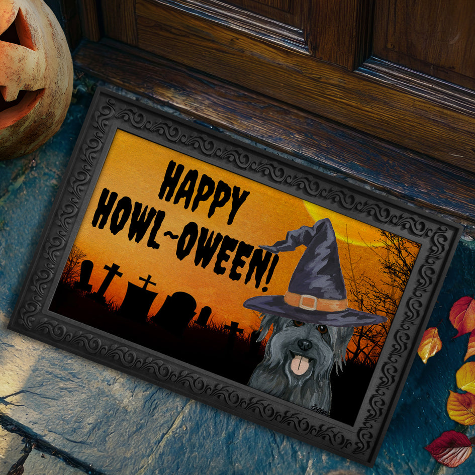 Pyrenean Shepherd HAPPY HOWL-OWEEN Welcome Mat