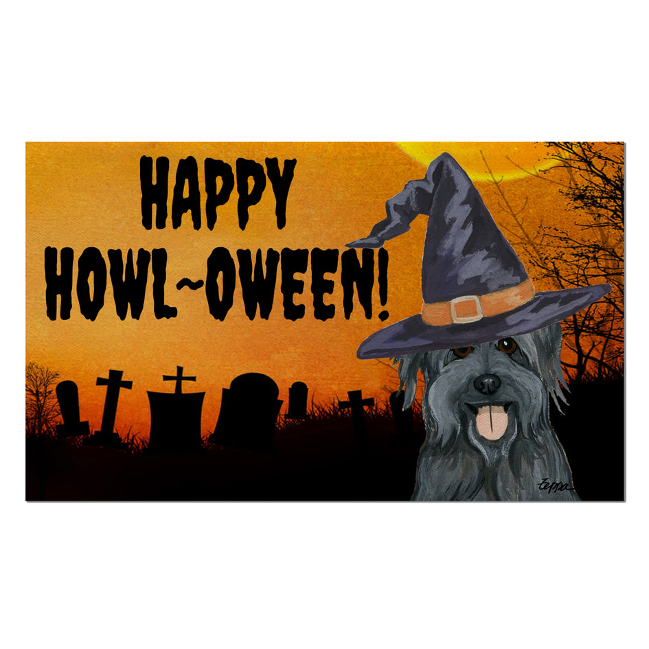 Pyrenean Shepherd HAPPY HOWL-OWEEN Welcome Mat