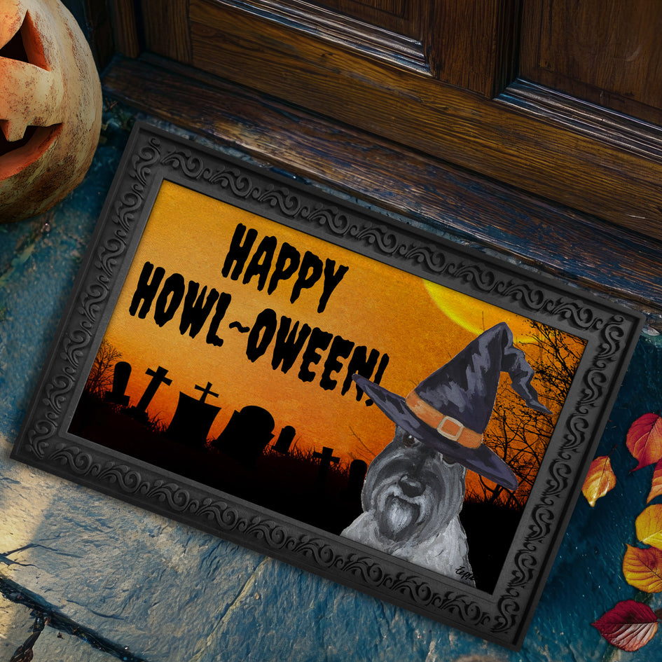 Schnauzer HAPPY HOWL-OWEEN Welcome Mat