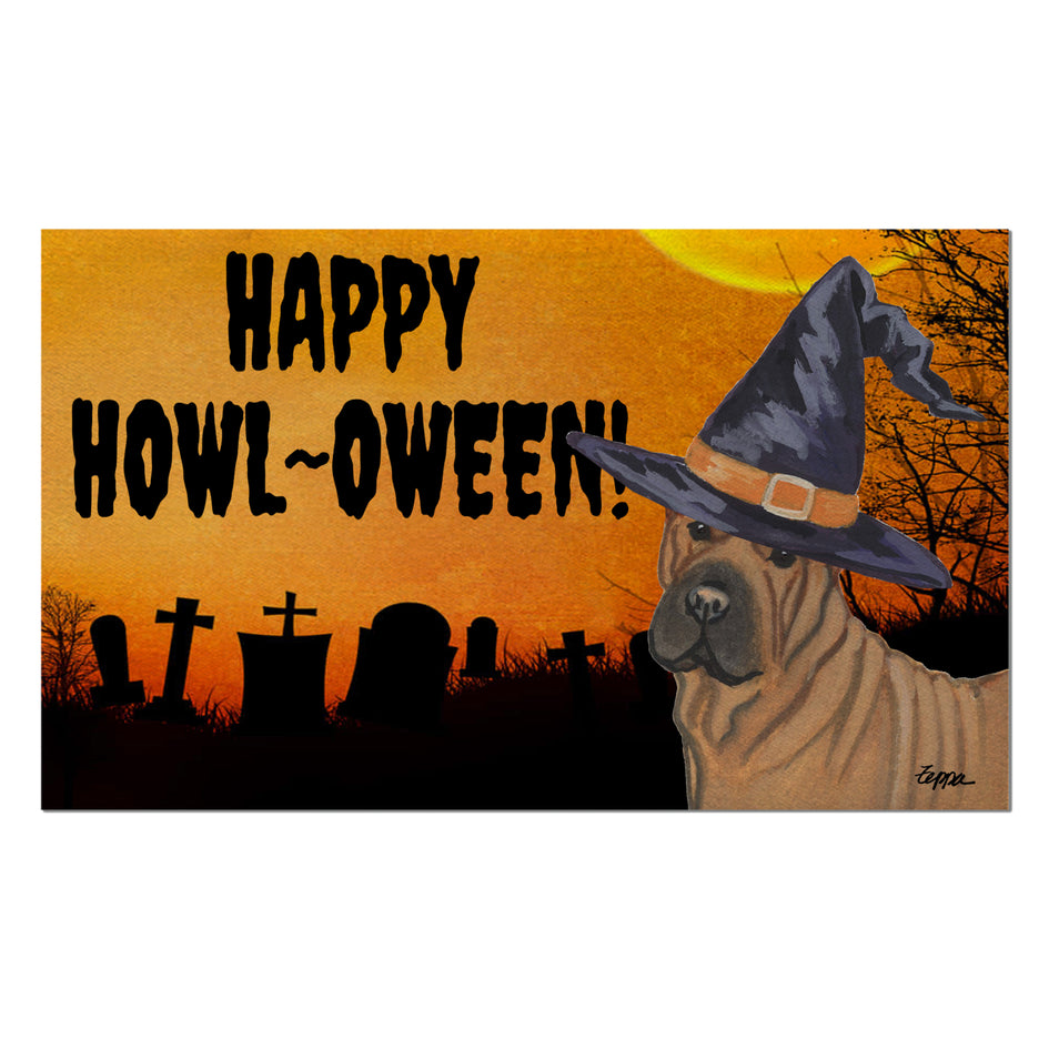 Chinese Shar-Pei HAPPY HOWL-OWEEN Welcome Mat