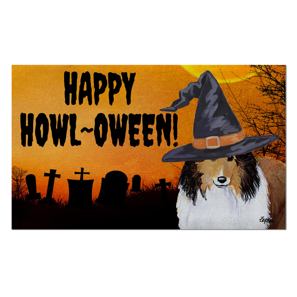 Shetland Sheepdog HAPPY HOWL-OWEEN Welcome Mat