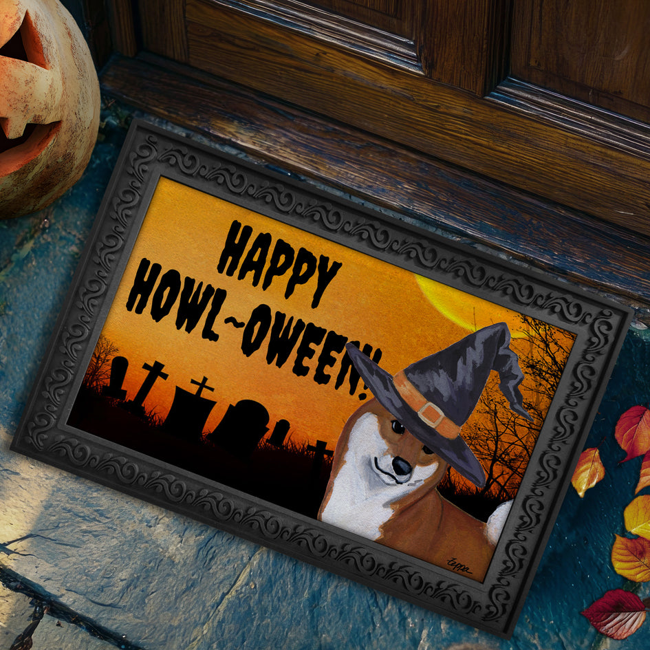 Shiba Inu HAPPY HOWL-OWEEN Welcome Mat