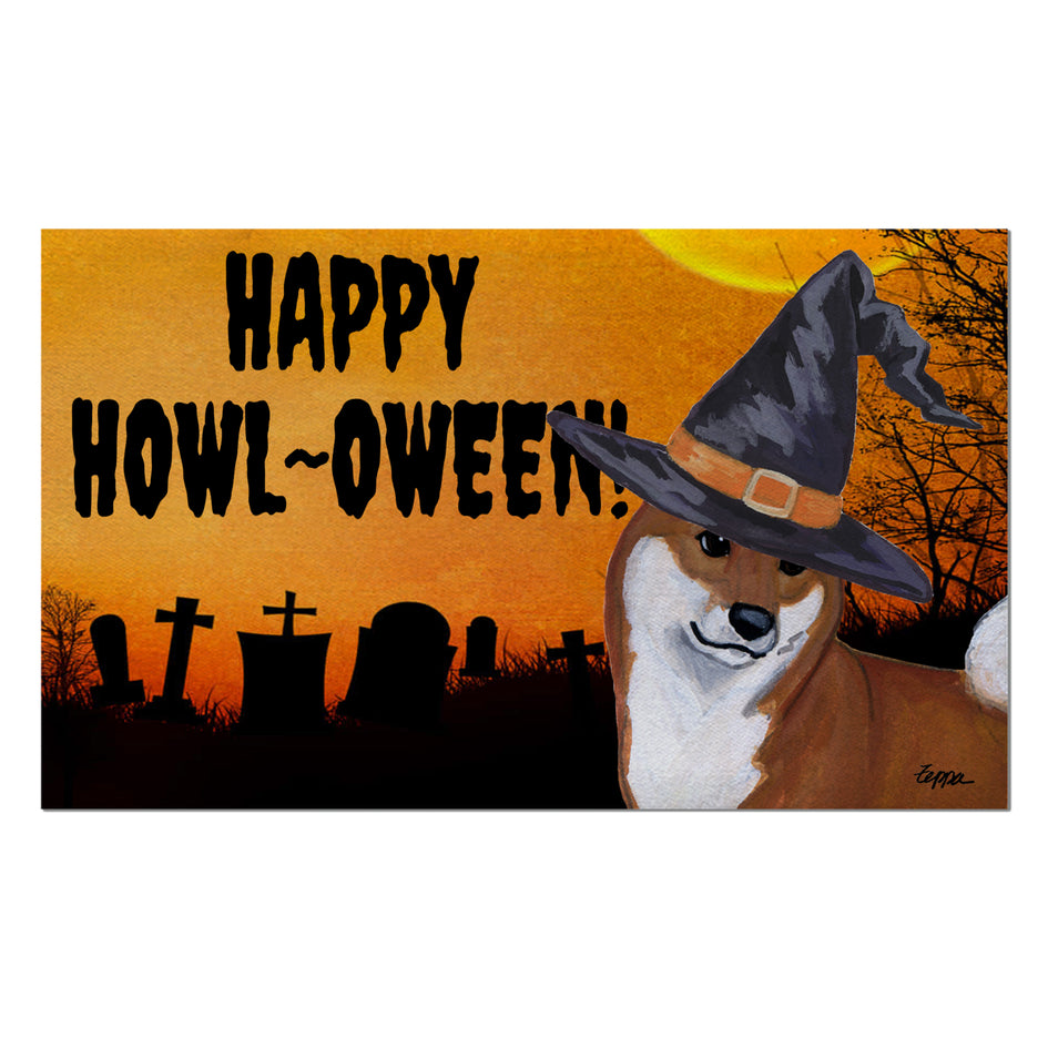 Shiba Inu HAPPY HOWL-OWEEN Welcome Mat
