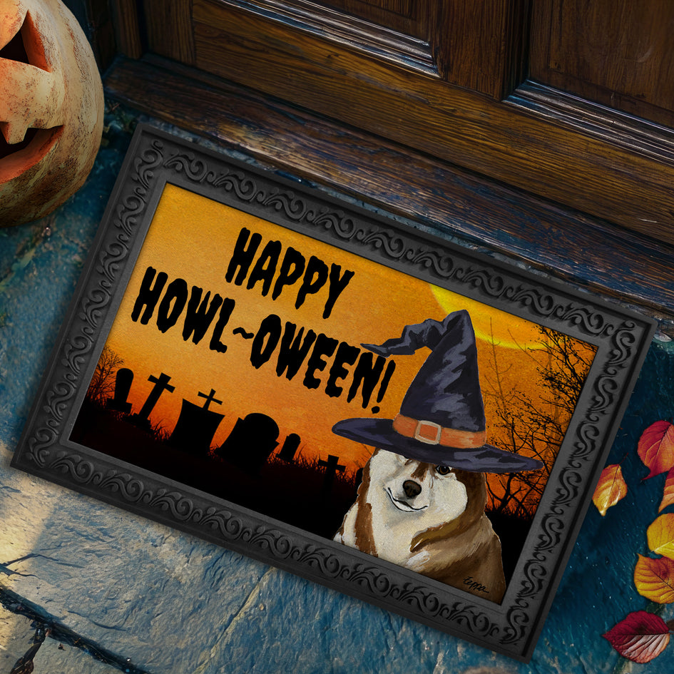 Siberian Husky HAPPY HOWL-OWEEN Welcome Mat