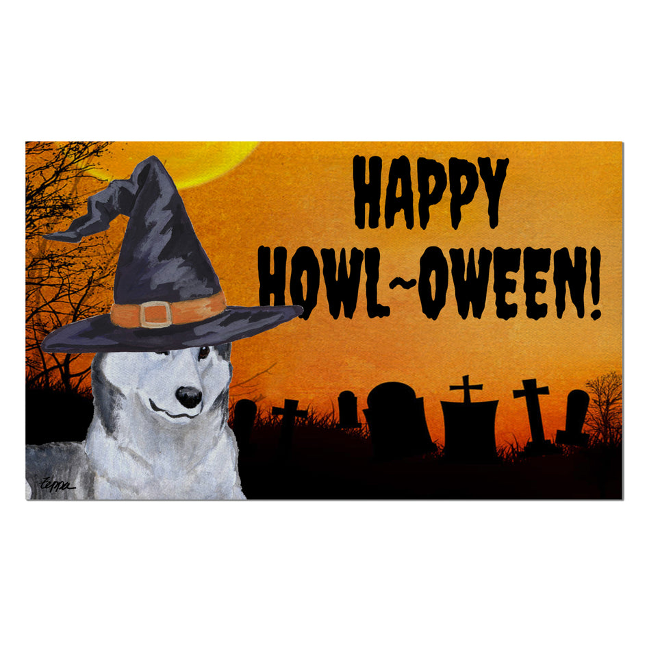 Siberian Husky HAPPY HOWL-OWEEN Welcome Mat