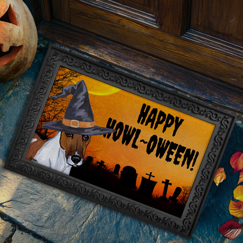 Smooth Fox Terrier HAPPY HOWL-OWEEN Welcome Mat