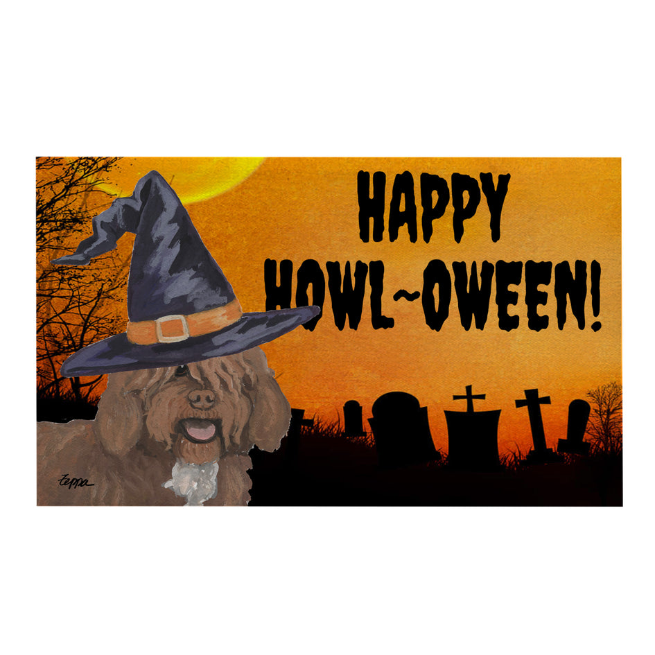 Spanish Water Dog HAPPY HOWL-OWEEN Welcome Mat