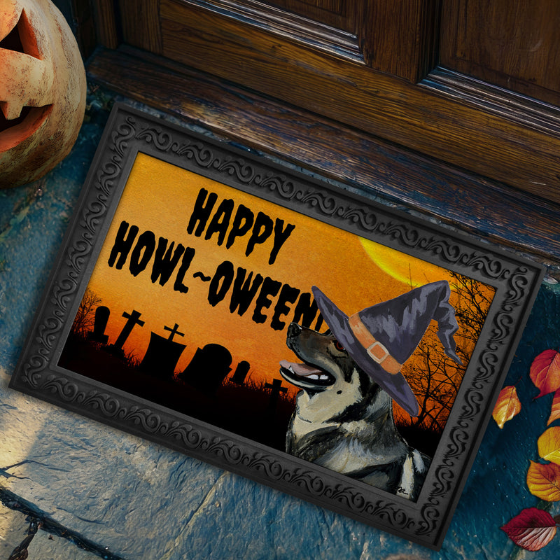 Swedish Vallhund HAPPY HOWL-OWEEN Welcome Mat