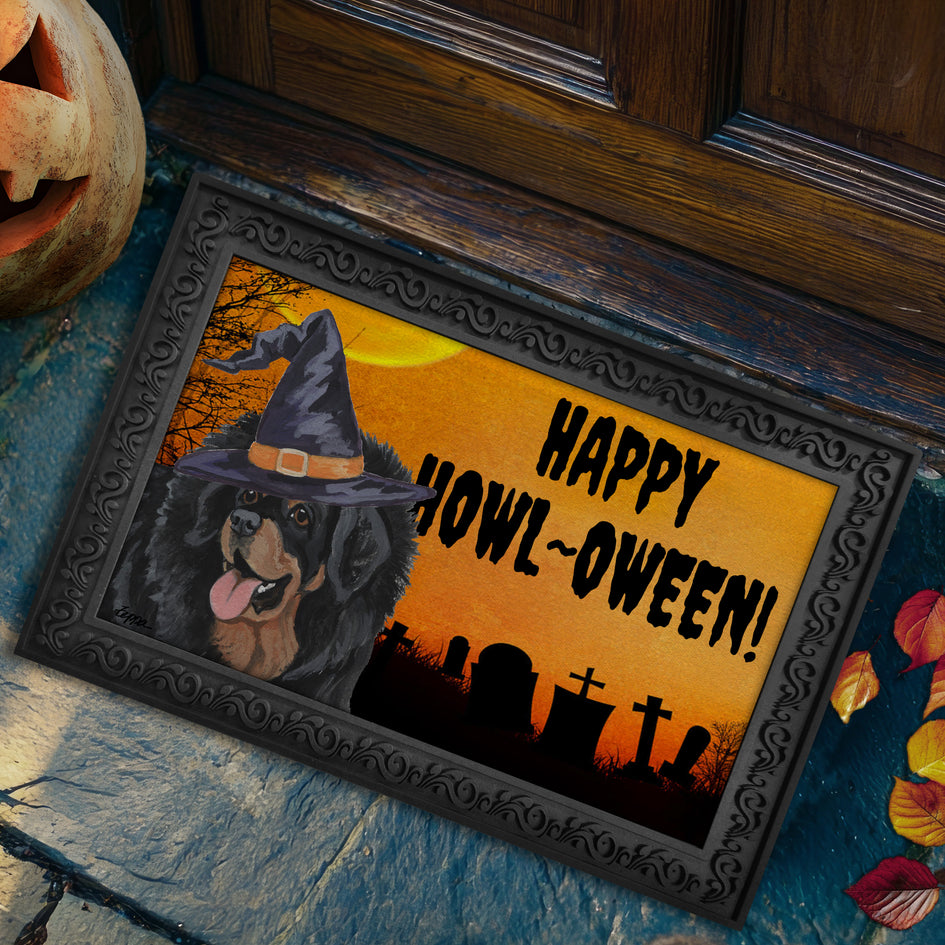 Tibetan Mastiff HAPPY HOWL-OWEEN Welcome Mat