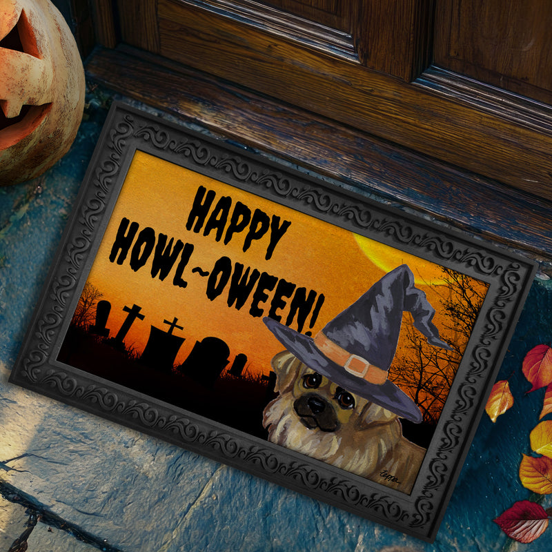 Tibetan Spaniel HAPPY HOWL-OWEEN Welcome Mat