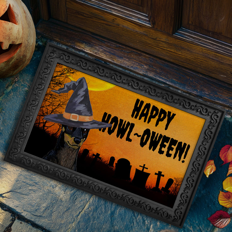 Toy Manchester Terrier HAPPY HOWL-OWEEN Welcome Mat