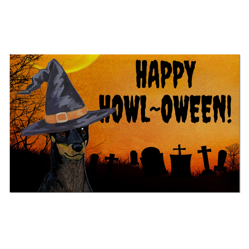 Toy Manchester Terrier HAPPY HOWL-OWEEN Welcome Mat