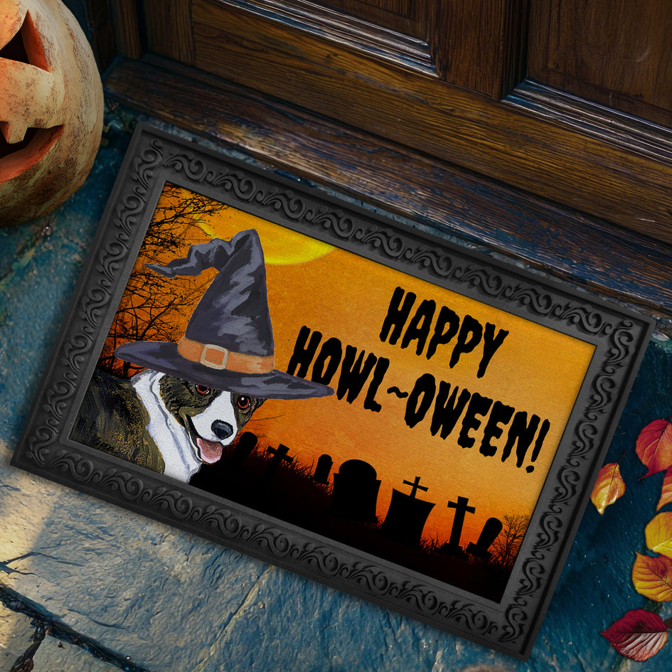 Cardigan Welsh Corgi HAPPY HOWL-OWEEN Welcome Mat