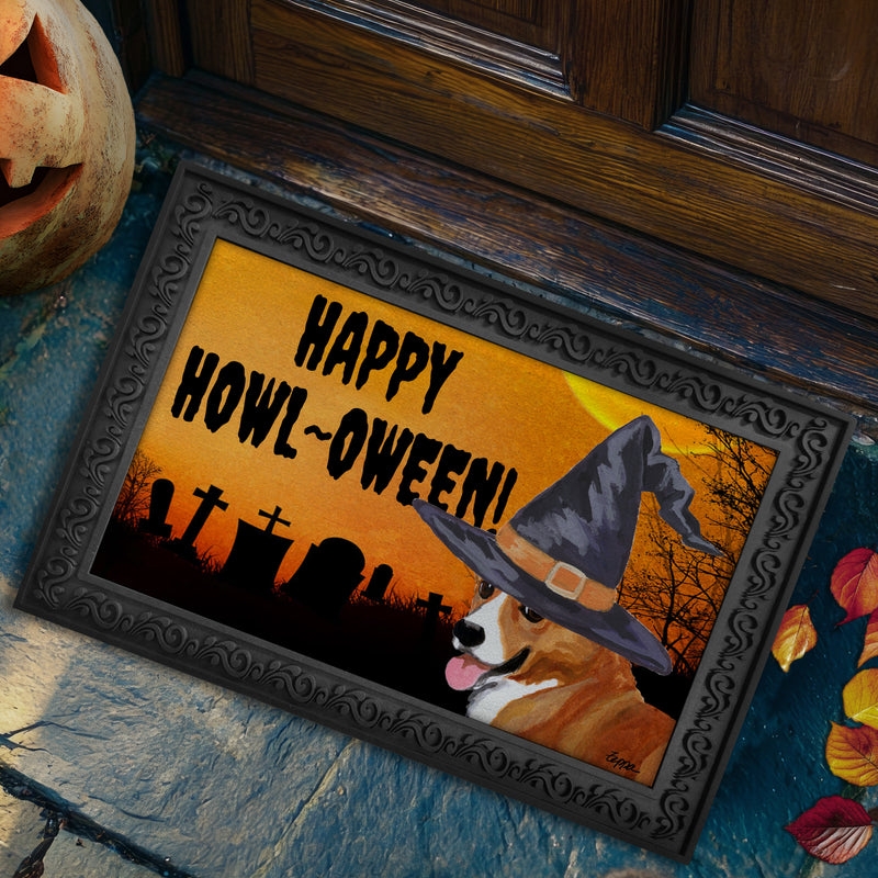 Pembroke Welsh Corgi  HAPPY HOWL-OWEEN Welcome Mat