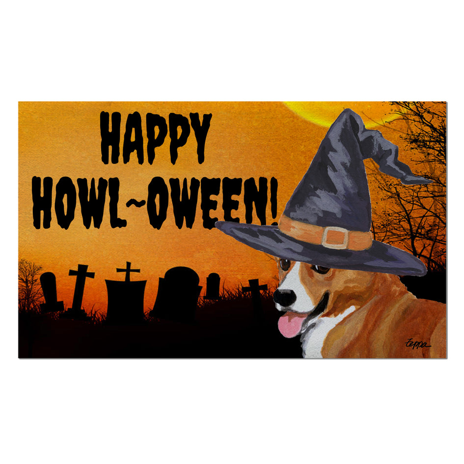 Pembroke Welsh Corgi  HAPPY HOWL-OWEEN Welcome Mat