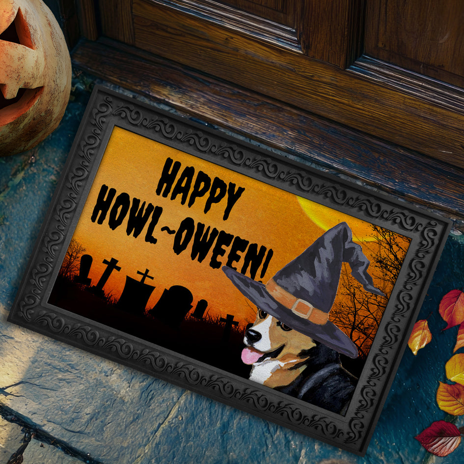 Pembroke Welsh Corgi  HAPPY HOWL-OWEEN Welcome Mat