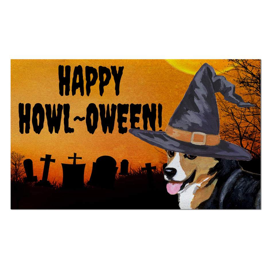 Pembroke Welsh Corgi  HAPPY HOWL-OWEEN Welcome Mat