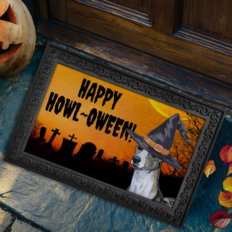 Whippet HAPPY HOWL-OWEEN Welcome Mat