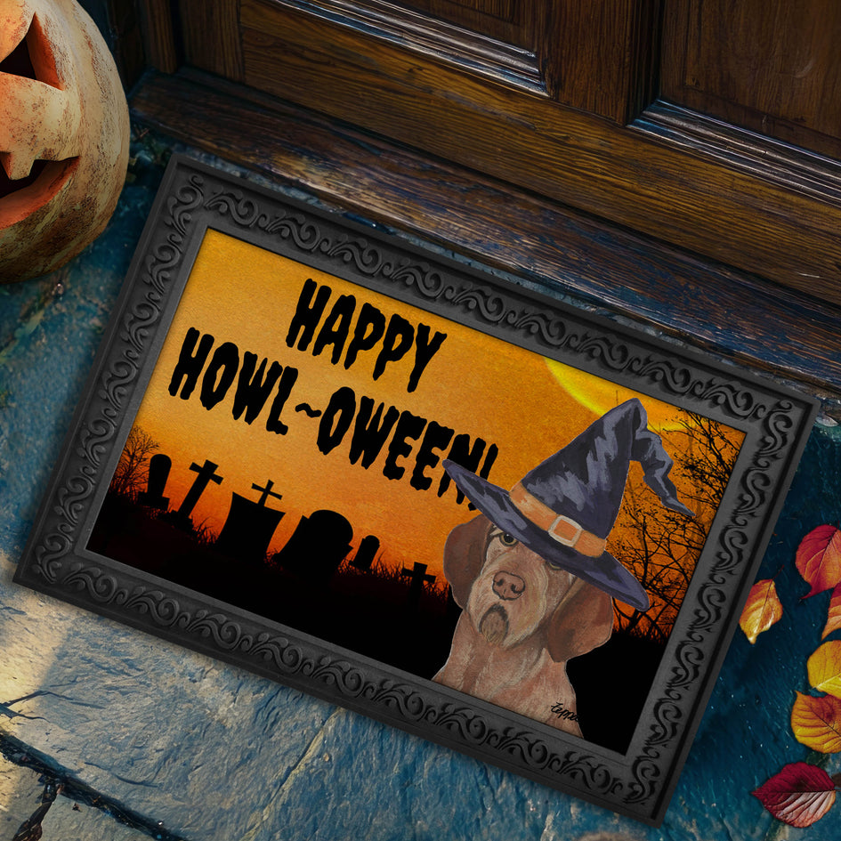 Wirehaired Vizsla HAPPY HOWL-OWEEN Welcome Mat