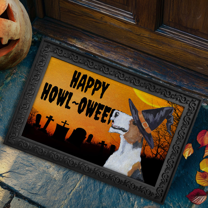 Wire Fox Terrier HAPPY HOWL-OWEEN Welcome Mat