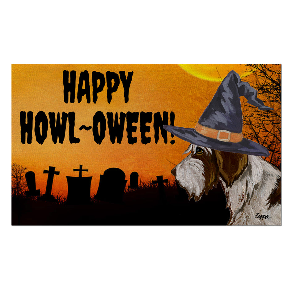 Wirehaired Pointing Griffon HAPPY HOWL-OWEEN Welcome Mat