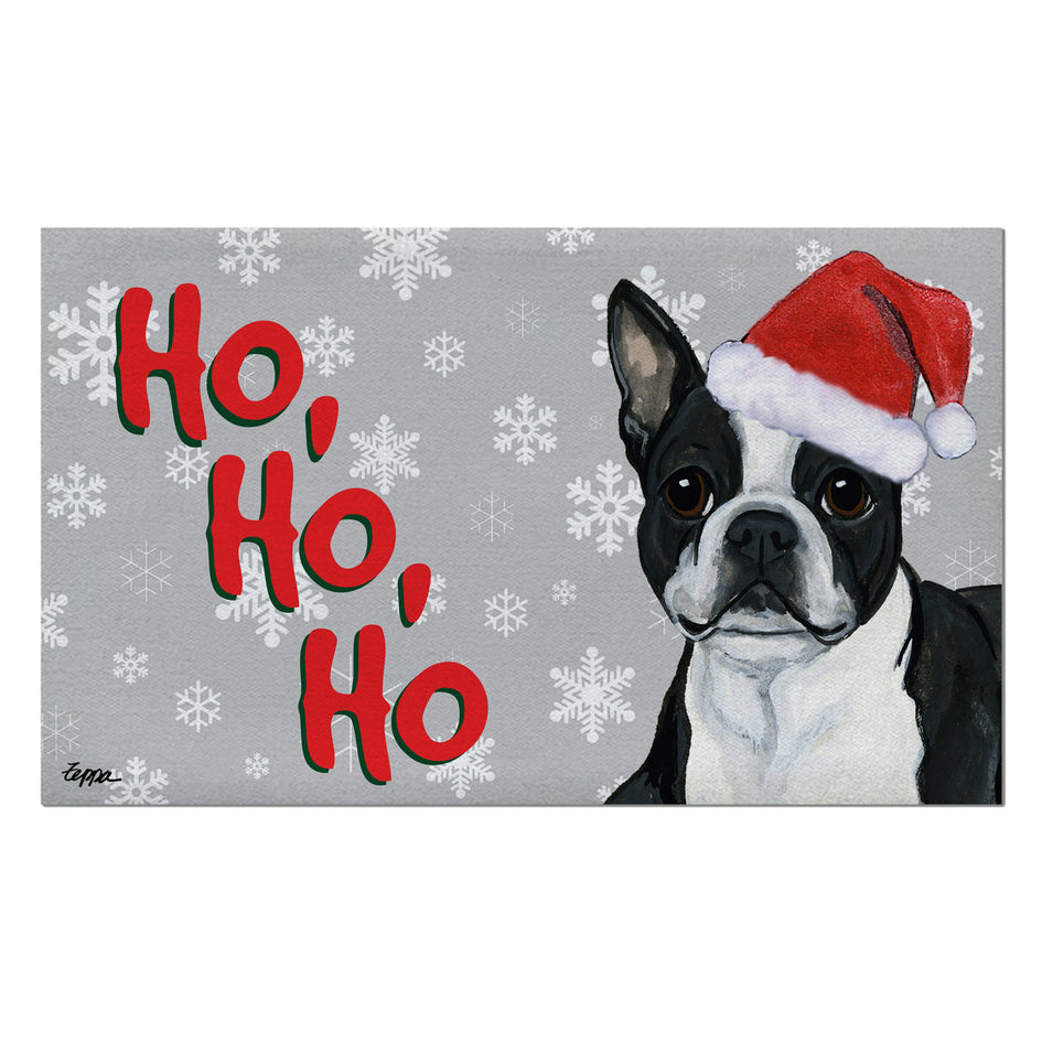 Boston Terrier Lying Holiday Welcome Mat