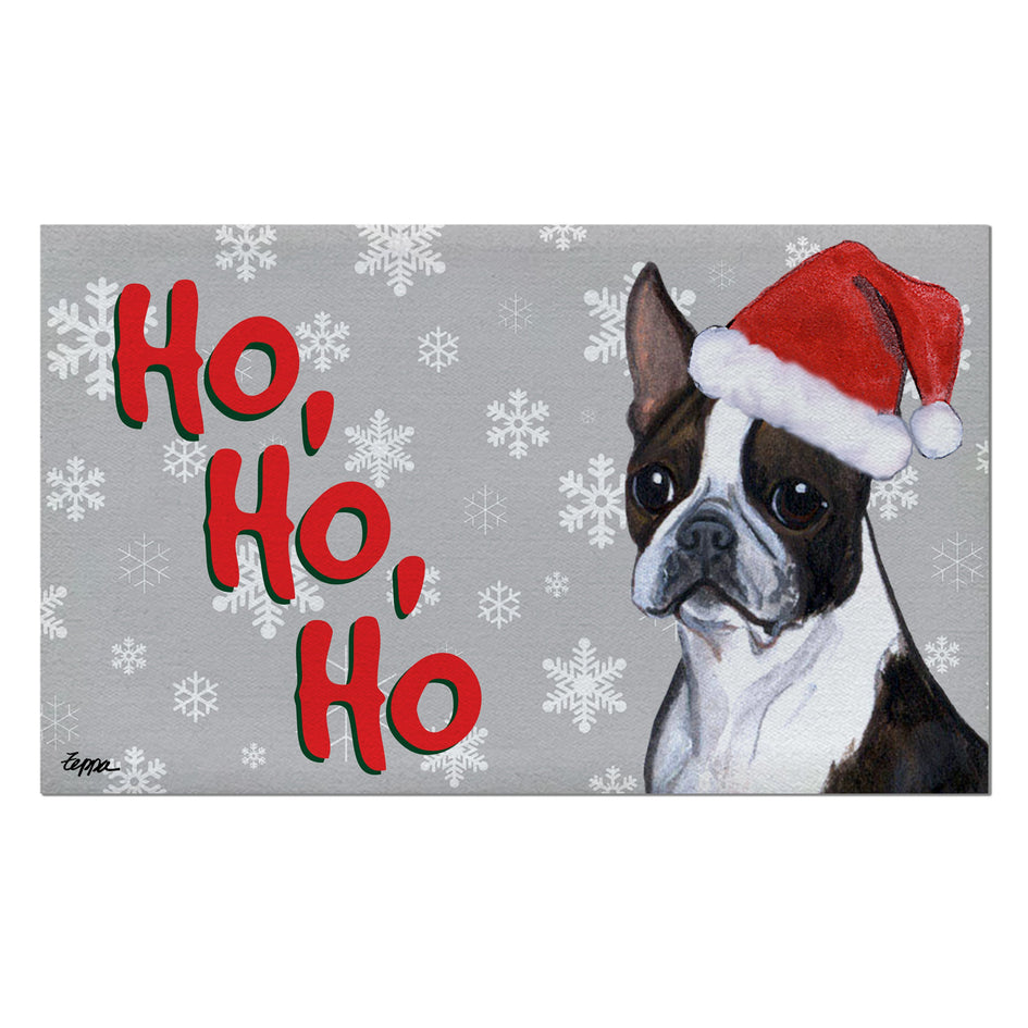 Boston Terrier Holiday Welcome Mat