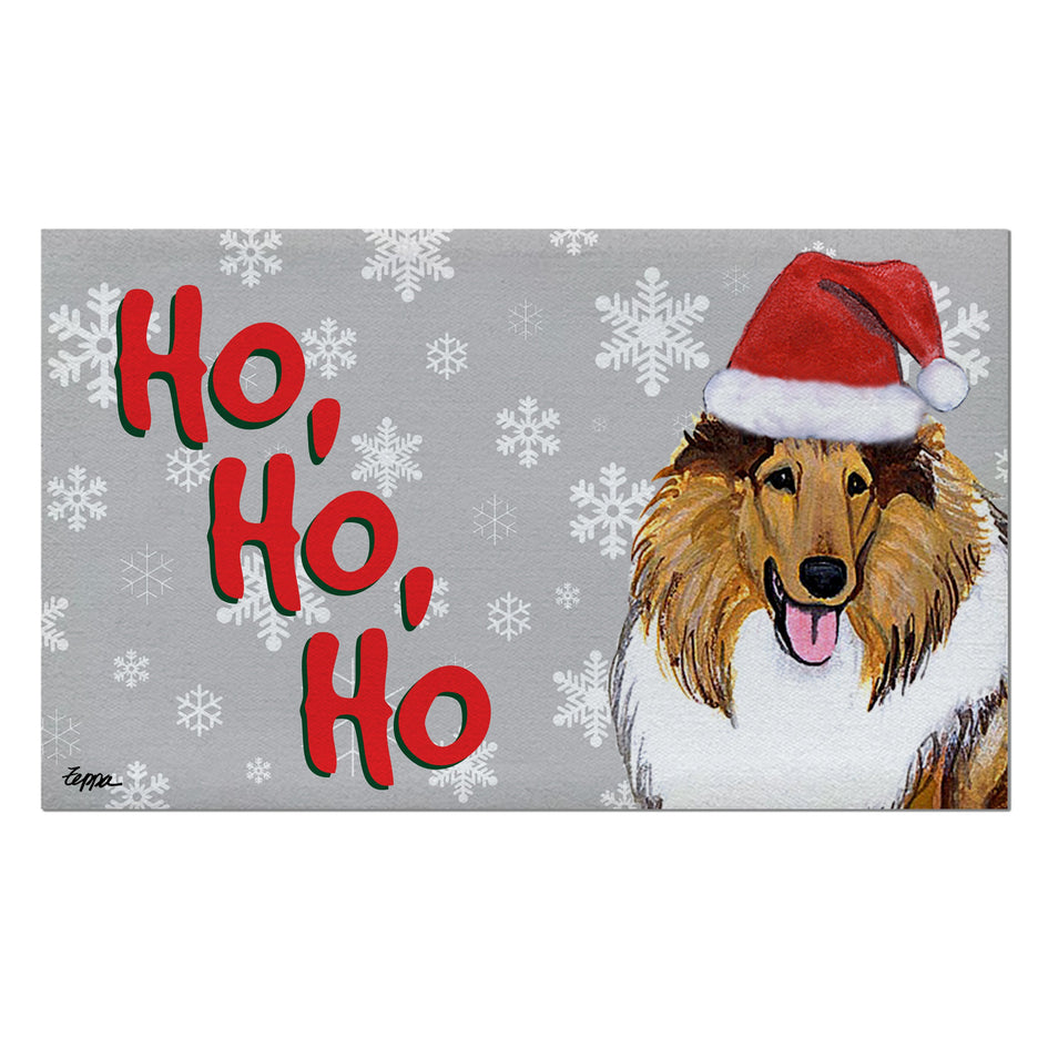Collie Holiday Welcome Mat
