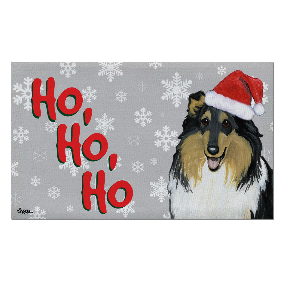 Collie Holiday Welcome Mat