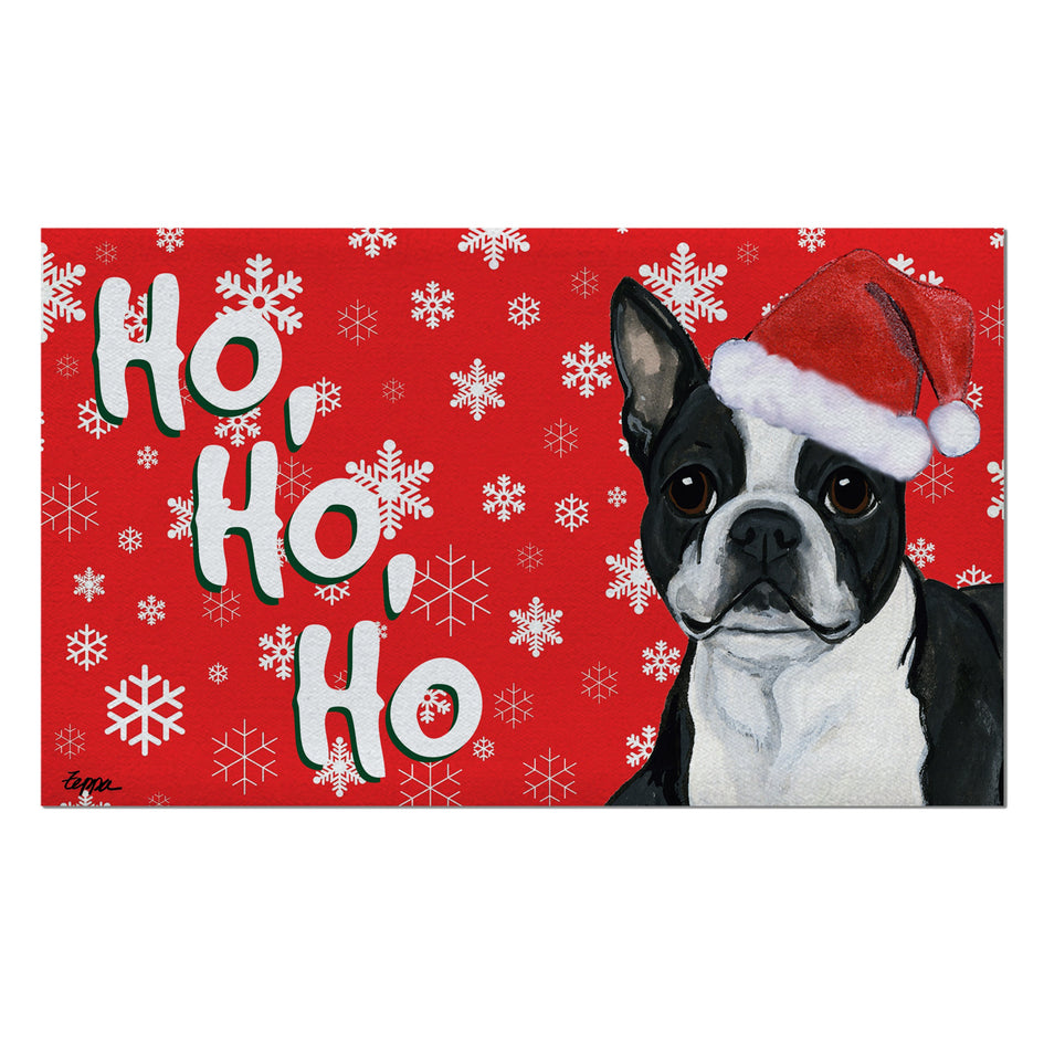 Boston Terrier Lying Holiday Welcome Mat