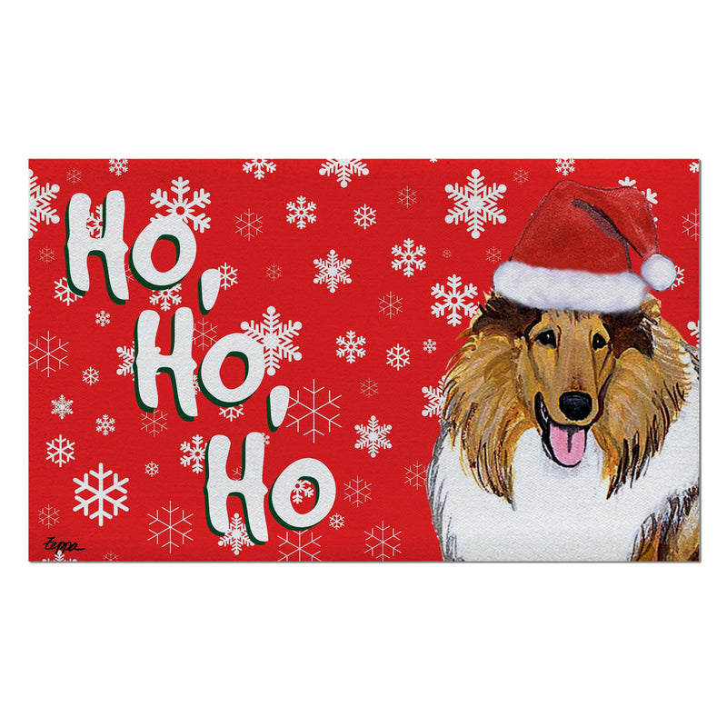 Collie Holiday Welcome Mat