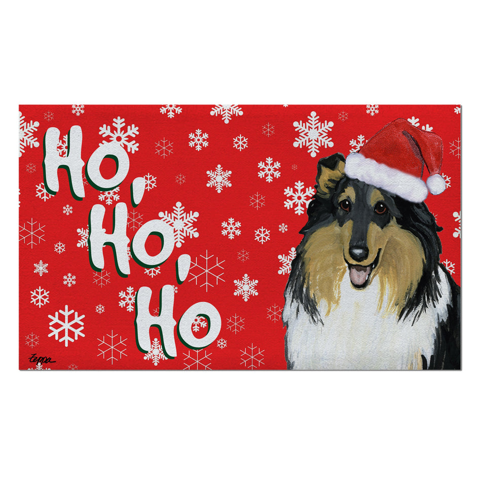 Collie Holiday Welcome Mat