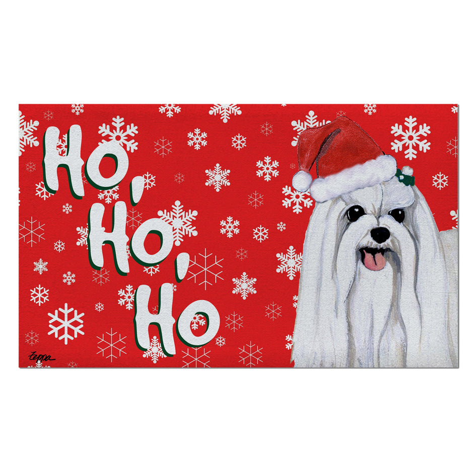 Maltese Holiday Welcome Mat