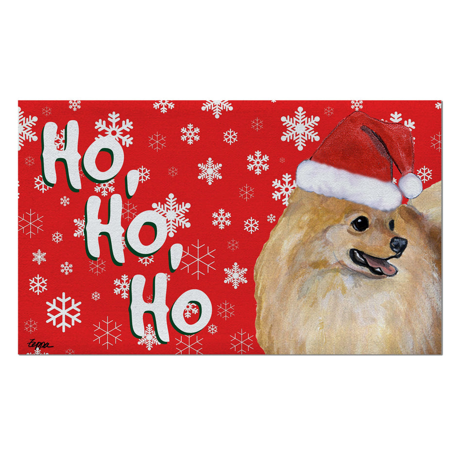 Pomeranian Holiday Welcome Mat