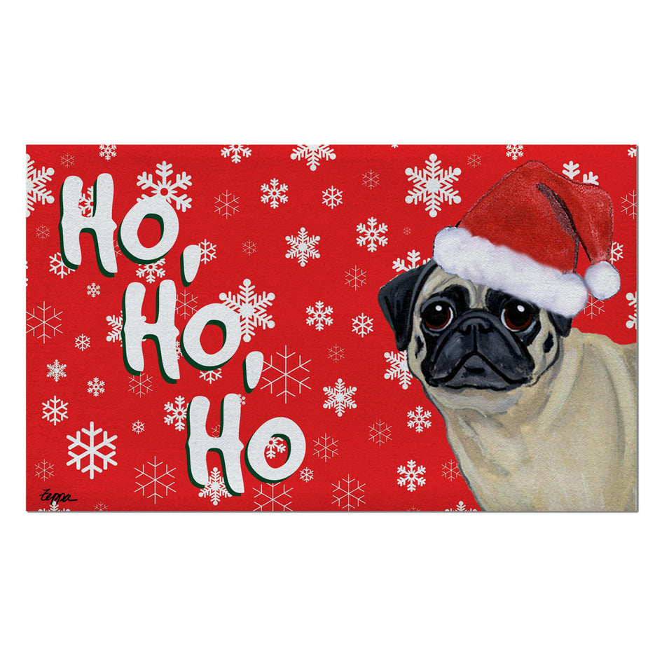 Pug Holiday Welcome Mat