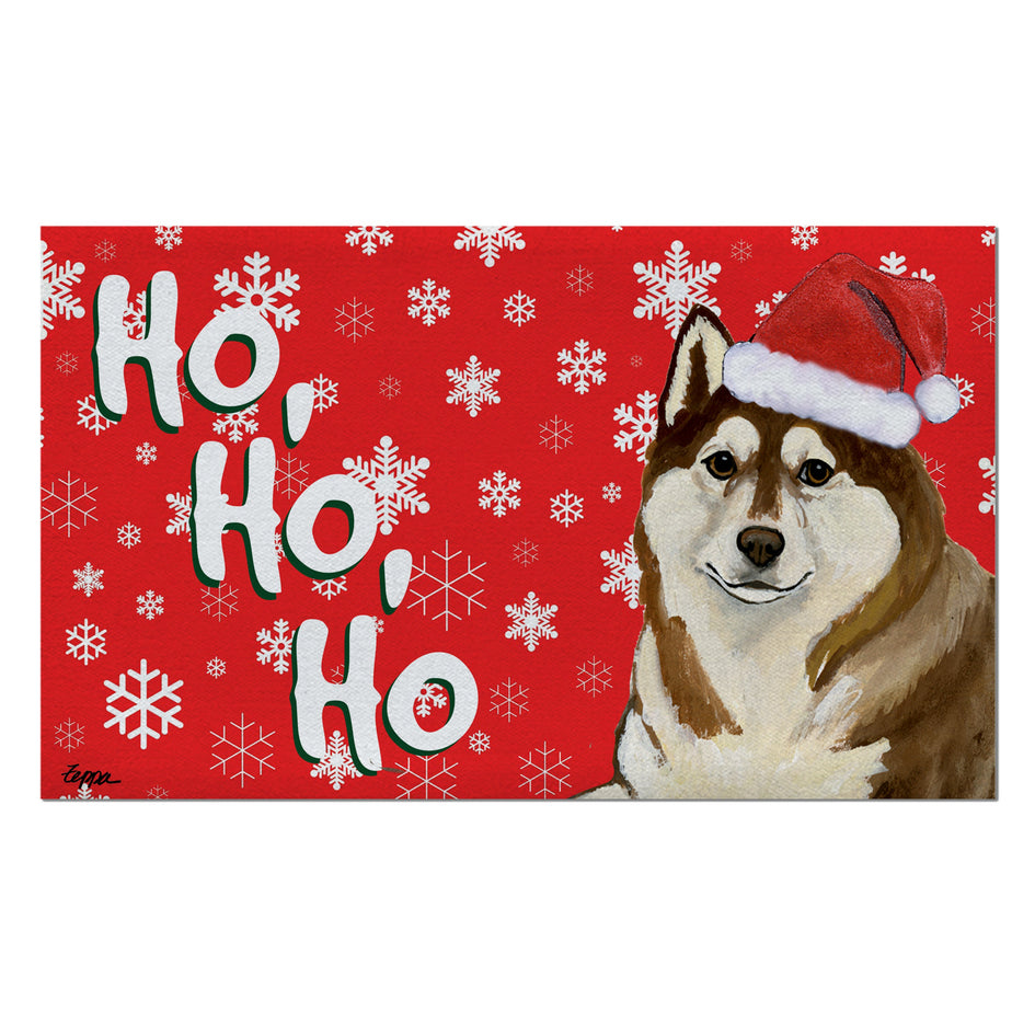 Siberian Husky Holiday Welcome Mat