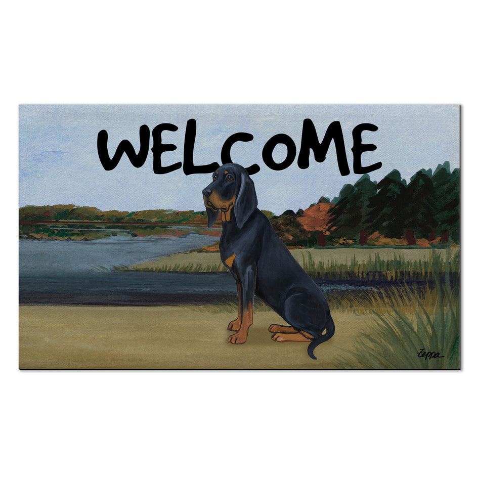 Black and  Tan Coonhound Welcome Mat