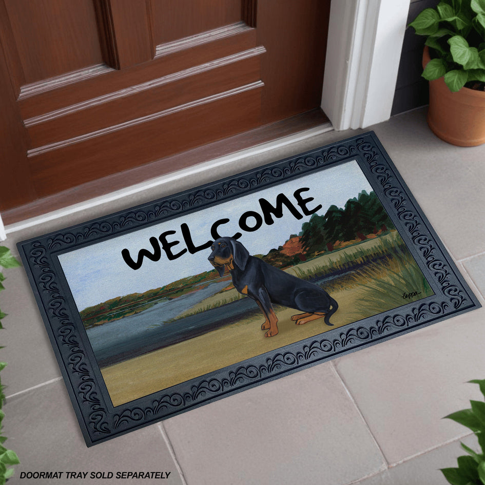 Black and  Tan Coonhound Welcome Mat