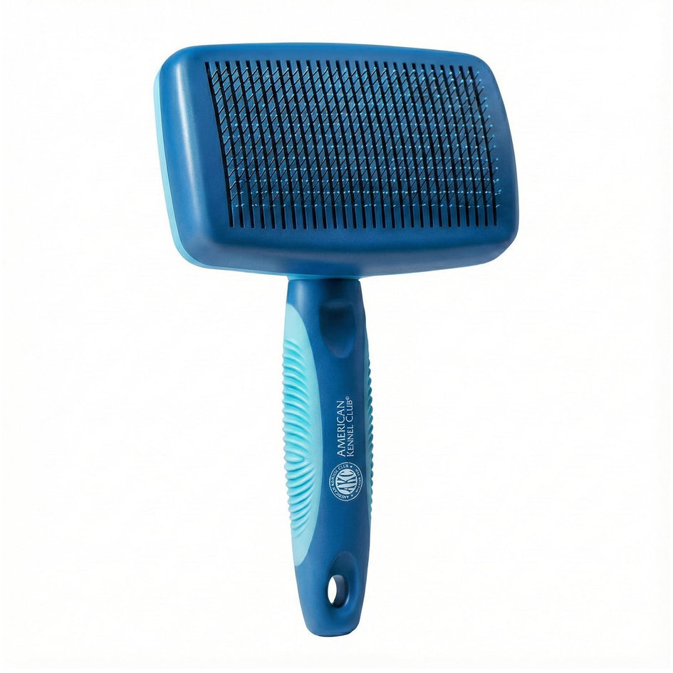 American Kennel Club AKC Self-Cleaning Pet Grooming Slicker Brush for Cats and Dogs, All Breeds and Coat Types