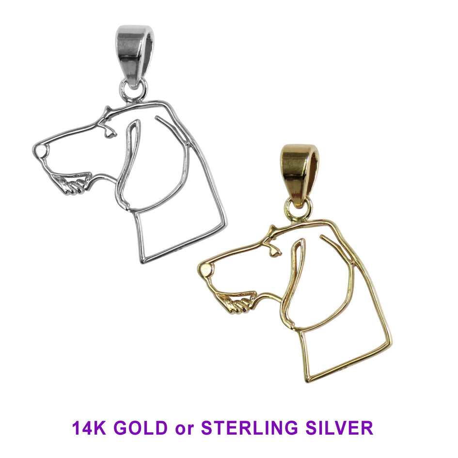Dachshund (Wirehaired) in 14K Gold Silhouette Head Pendant