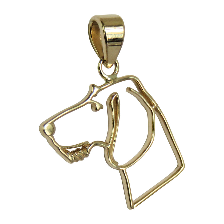 Dachshund (Wirehaired) in 14K Gold Silhouette Head Pendant